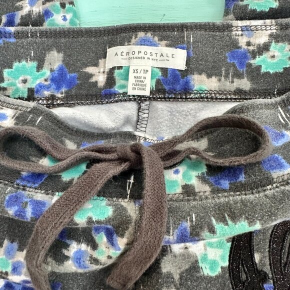 Aeropostale Joggers Floral Black Gray Blue Joggers Floral Joggers Athleisure - Picture 6 of 6